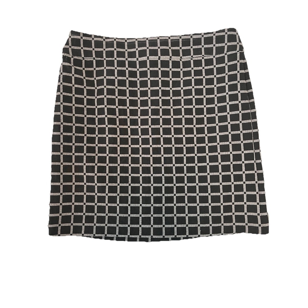 Ann Taylor LOFT Skirt Size 10 Black Gray Window Pane Lined Career Fall Winter